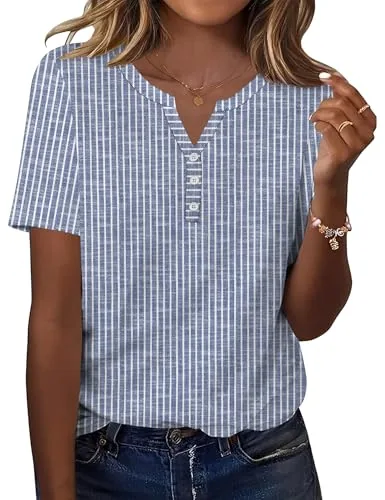 Women's Plus Size Loose Casual Blouses Short Sleeve Tops Shirts