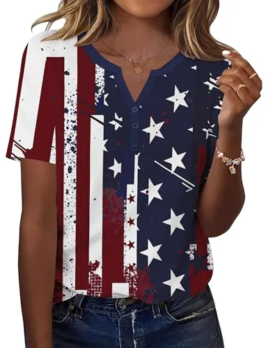V Neck Tops for Women Short Sleeve Dressy Casual Blouses T Shirts