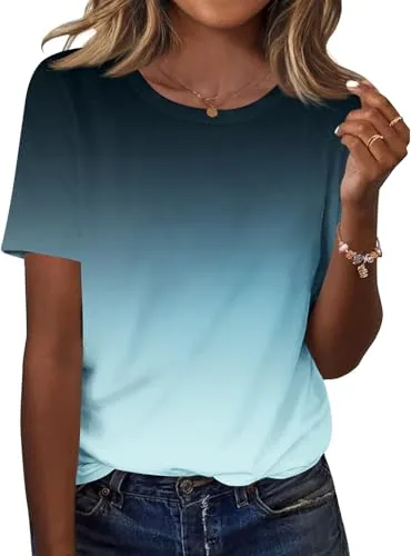 Womens Tops Short Sleeve Crewneck Dressy Casual Blouses Shirts