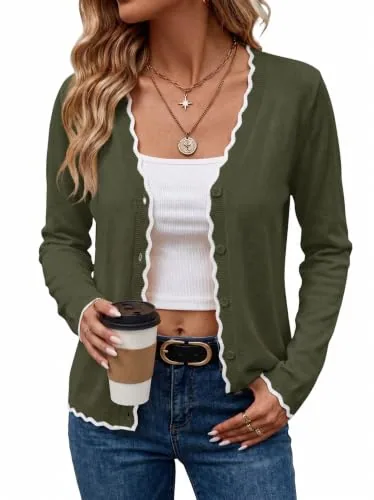 Women's Cardigans Long Sleeve Lightweight Cardigan Sweaters Green