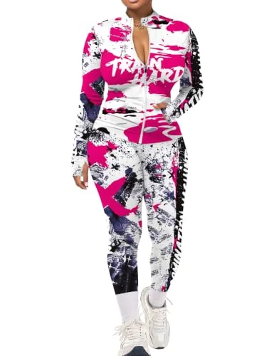 Women Running Fitness Set 2 Piece Zip Jacket High Waist Leggings
