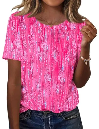 Plus Size Tops for Women Summer Short Sleeve Crew Neck Blouses