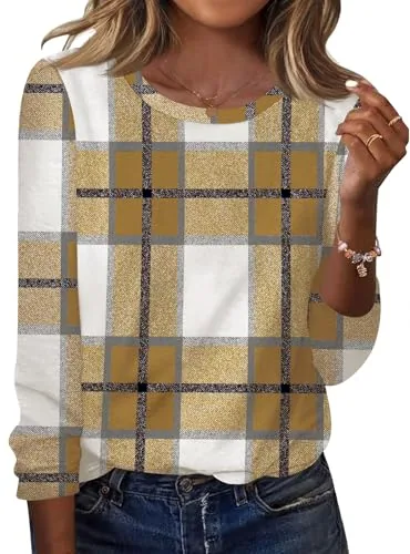 Long Sleeve Tops for Women Dressy Casual Crew Neck Shirts Blouses