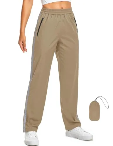 Women's Hiking Pants Lightweight Waterproof Travel Rain Pant Khaki