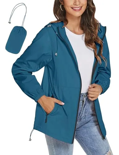 Womens Windbreaker Jackets Lightweight Portable Travel Rain Coats