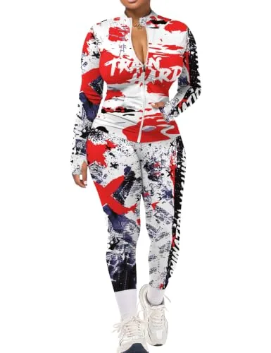 Women Fitness Tracksuit 2 Piece Yoga Zip Jacket Leggings Set