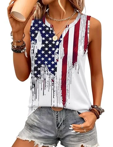 Ladies Sleeveless Shirt Summer Tank Tops Vneck Dressy Casual Blouses
