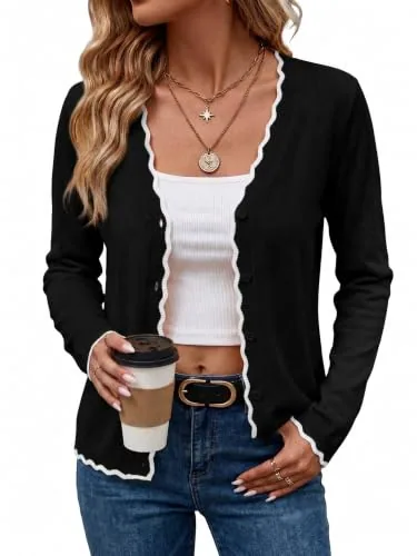 Women's Lightweight Cardigan Sweaters Casual Knit Cardigans Black