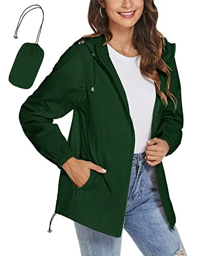 Wind Breakers Female Jackets Compact Packable Light Rain Jacket Hood Rain